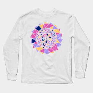 Digital geometric mandala with repeated shapes in random bright neon colors Long Sleeve T-Shirt